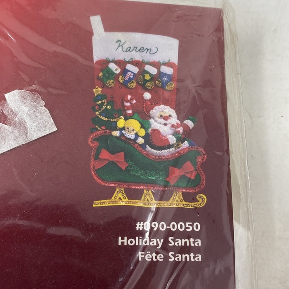 NIP Vintage Janlynn Holiday Santa #090-0050 Felt Appliqué Stocking Kit - Picture 5 of 7